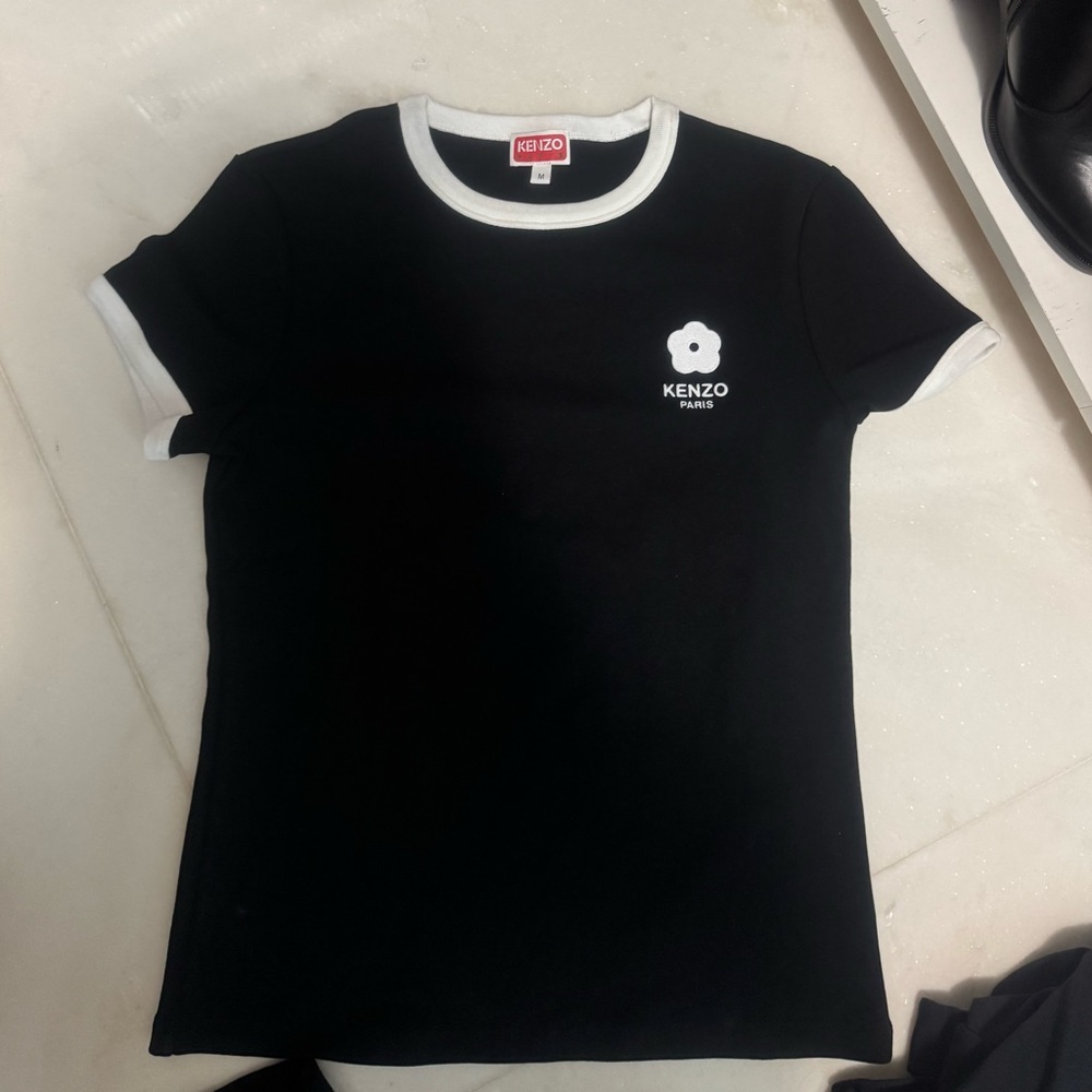 Kenzo Kids Black Tee with White Accents